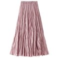 thumbnail image 1 of Lu's Chic Women's Long Skirt Pleated A Line Dress Fall Casual Polyester Swing Dress Tea Length Midi High Waisted Pink One Size, 1 of 5