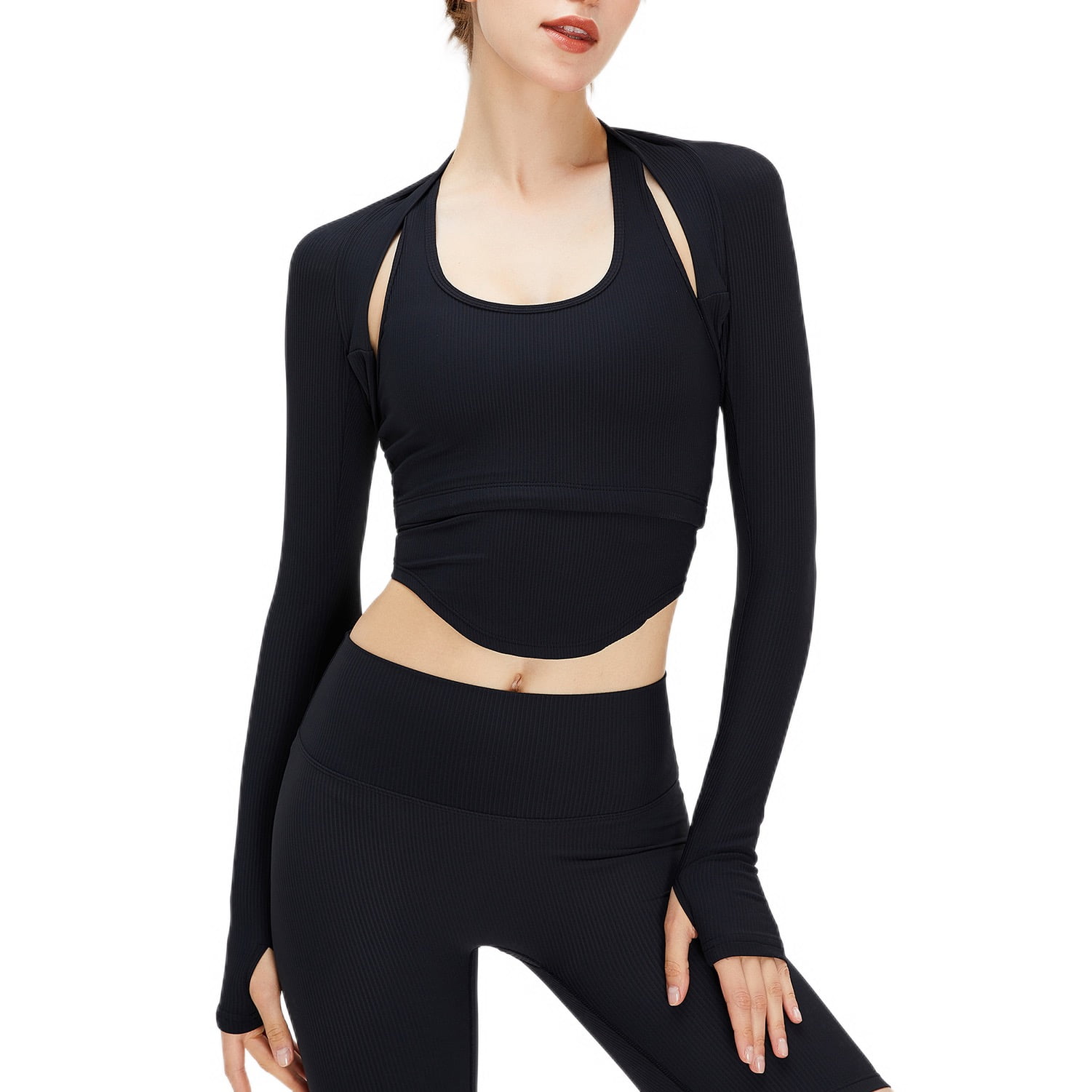 SWSMCLT Women's Bolero Top Crop Cape Long Sleeve Shrug Yoga Summer