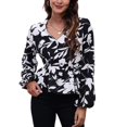 thumbnail image 1 of Lu's Chic Women's Long Sleeve Top Thin Pullovers V Neck Bishop Sleeve Babydoll Lightweight Polyester Pull Over Patterned13 X-Large, 1 of 4