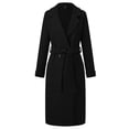 thumbnail image 1 of Defitshape Women's Long Trench Coats Elegant Winter Ladies Double Breasted Overcoat Thick Calf Length Long Sleeve Belted Dressy Casual Fashion Slim Fit Knee Length Peacoat Black Medium, 1 of 2