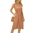 thumbnail image 1 of Defitshape Women's Midi Dresses Sexy Sleeveless Sundress Side Split Summer Date Night Fall Spring High Waist Dress Khaki Large, 1 of 4
