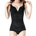 thumbnail image 1 of Lu's Chic Women's Open Bust Body Shaper Briefer Shapewear Bodysuit Tummy Control Seamless Black X-Large, 1 of 3