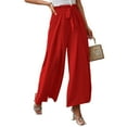 thumbnail image 1 of Lu's Chic Women's Palazzo Pants Wide Leg Split Slit Casual Pants Summer High Waisted Lightweight Elastic Waist Trousers Tie Knot Red Medium, 1 of 4