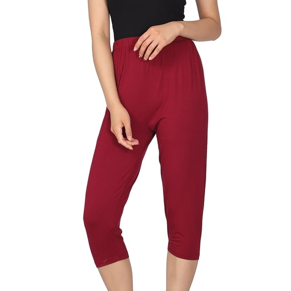 Defitshape Women's Plus Size Pajama Pant Cotton Blend Stretch Comfy Pj Bottom Lounge Stretchy Fall Burgundy 4X