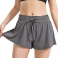 thumbnail image 1 of SWSMCLT Women's Running Shorts Quick-Dry High Waisted Elastic Waist Drawstring Tennis Yoga Athletic Sport Pants Summer Casual Lounge Flowy Gym Golf Workout Shorts with Liner Grey Large, 1 of 5