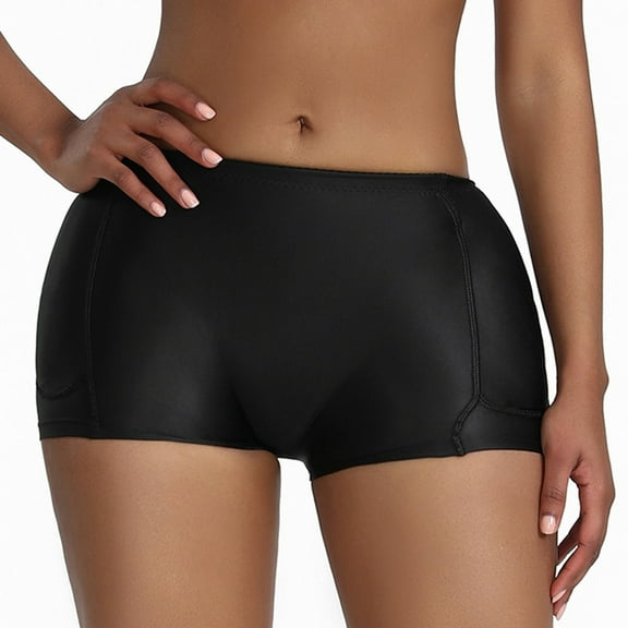 Lu's Chic Women's Seamless Hip Enhancer Padded Shapewear Panties Butt Lifter Shaper Hip Dip Booty Lift Boyshorts Tummy Control Shorts Underwear Black Small