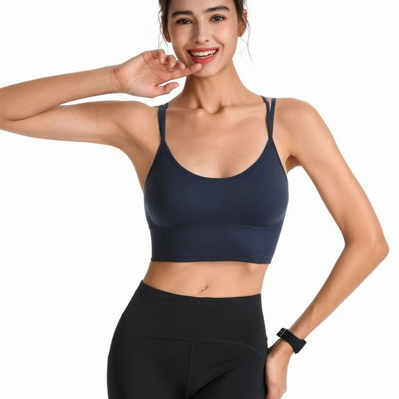 SWSMCLT Women's Sexy Crop Top Crop Top Cami Backless Scoop Neck Cropped Top Workout Padded Soft Criss Cross Summer Blue 12