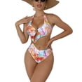 thumbnail image 1 of SWSMCLT Women's Halter High Waisted Slimming Cheeky Summer Sexy Swimsuit Beach Bathing Suit One Piece Swimsuit Orange 4-6, 1 of 4