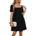 thumbnail image 1 of Defitshape Women's Short Sleeve Dresses Short Sundress Ruffle Ruched Fall High Waist Casual Elegant Fashion Dress Black Medium, 1 of 4