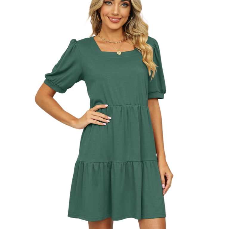 green emerald velvet dress PRETTYGARDEN Womens 2026 Summer Short Dress V Neck Short Sleeve A Line  Hollow Out Lace Cute Casual Beach Party Spring Dresses (Army Green,Small)  at Amazon Women's Clothing store main image 0