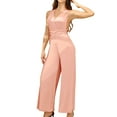 thumbnail image 1 of SWSMCLT Women's Casual High Waist V Neck Sleeveless Jumpsuit Summer Rompers One Piece Wide Leg Palazzo Pants Pink 4, 1 of 1