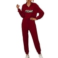 thumbnail image 1 of Defitshape Women's Soft Loungewear V Neck Loungewear Set Pj Set Fall Trendy Loose Fit Cotton Red Small, 1 of 4