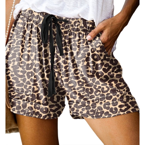 Lu's Chic Women's Summer Shorts Casual Printed Mid Rise Drawstring Pocket Comfy Mid-thigh Length Style5 XX-Large