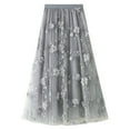 thumbnail image 1 of Lu's Chic Women's Tulle Midi Skirt Floral High Waisted Layered Mesh Formal Prom Party Pleated Summer Floral Elastic Waist Tea-length A-line Tutu Skirts Grey X-Small-Large, 1 of 5