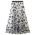 thumbnail image 1 of Lu's Chic Women's Tulle Skirt High Waisted Floral Layered Elastic Waist A-line Midi Tutu Waisted Tea-length Mesh Pleated Formal Prom Party Skirts White X-Small-Large, 1 of 4