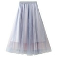 thumbnail image 1 of Lu's Chic Women's Tulle Skirt Long Tulle Skirt High Waisted Mesh Layered Flowy A Line Tea Length Midi Blue One Size, 1 of 5