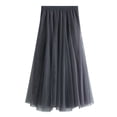 thumbnail image 1 of Lu's Chic Women's Tulle Skirt Midi Tutu High Waisted A-line Elastic Waist Tea-length Mesh Pleated Formal Prom Party Layered Skirts Grey X-Small-Large, 1 of 5