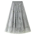 thumbnail image 1 of Lu's Chic Women's Tulle Skirt Midi Tutu Skirts High Waisted Printed Elastic Waist A-line Tea-length Mesh Pleated Formal Prom Party Calf Length Grey One Size, 1 of 5