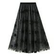 thumbnail image 1 of Lu's Chic Women's Tulle Skirt Tutu Floral Printed Tea-length Elastic Waist A-line High Waisted Layered Mesh Midi Length Pleated Skirts Black One Size, 1 of 5