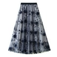 thumbnail image 1 of Lu's Chic Women's Tulle Skirt Tutu Floral Printed Tea-length Elastic Waist A-line High Waisted Layered Mesh Midi Length Pleated Skirts Navy One Size, 1 of 1