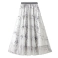 thumbnail image 1 of Lu's Chic Women's Tulle Skirt Tutu Floral Printed Tea-length Elastic Waist A-line High Waisted Layered Mesh Midi Length Pleated Skirts White One Size, 1 of 1