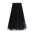 thumbnail image 1 of Lu's Chic Women's Tulle Skirt Tutu High Low Tea-length Asymmetrical Elastic Waist A-line Waisted Layered Midi Mesh Pleated Party Skirts Black One Size, 1 of 5