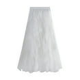 thumbnail image 1 of Lu's Chic Women's Tulle Skirt Tutu High Low Tea-length Asymmetrical Elastic Waist A-line Waisted Layered Midi Mesh Pleated Party Skirts White One Size, 1 of 5