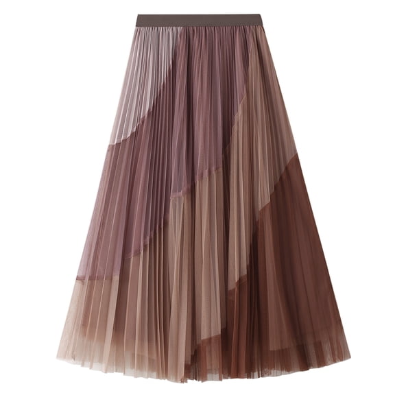 Lu's Chic Women's Tulle Skirt Tutu Skirts Tea-length Elastic Waist A-line Layered Mesh Midi Length Party Pleated Khaki One Size