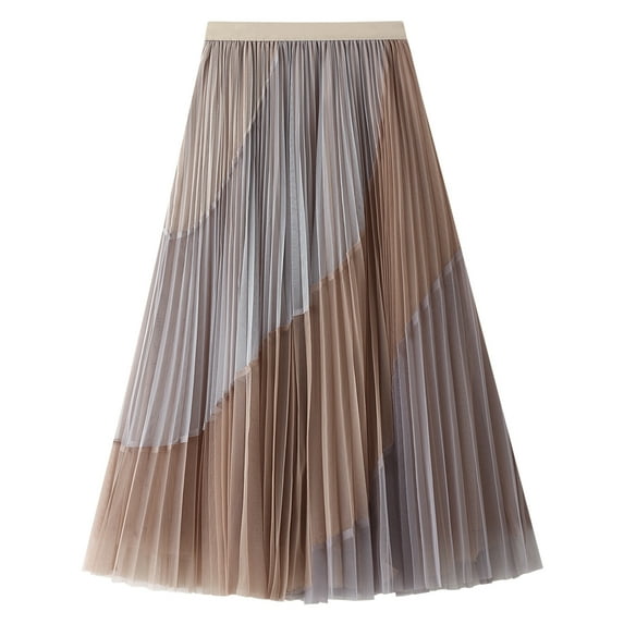 Lu's Chic Women's Tulle Skirt Tutu Skirts Tea-length Elastic Waist A-line Layered Mesh Midi Length Party Pleated Pink One Size