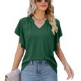thumbnail image 1 of Lu's Chic Women's V Neck Shirt Ruffle Top Summer Cool Casual Loose Flutter Sleeve Cap Sleeve Tshirt Green Small, 1 of 4
