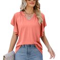 thumbnail image 1 of Defitshape Women's Summer Cool Casual Loose Flutter Sleeve Cap Sleeve V Neck Shirt Ruffle Top Tshirt Orange X-Large, 1 of 4