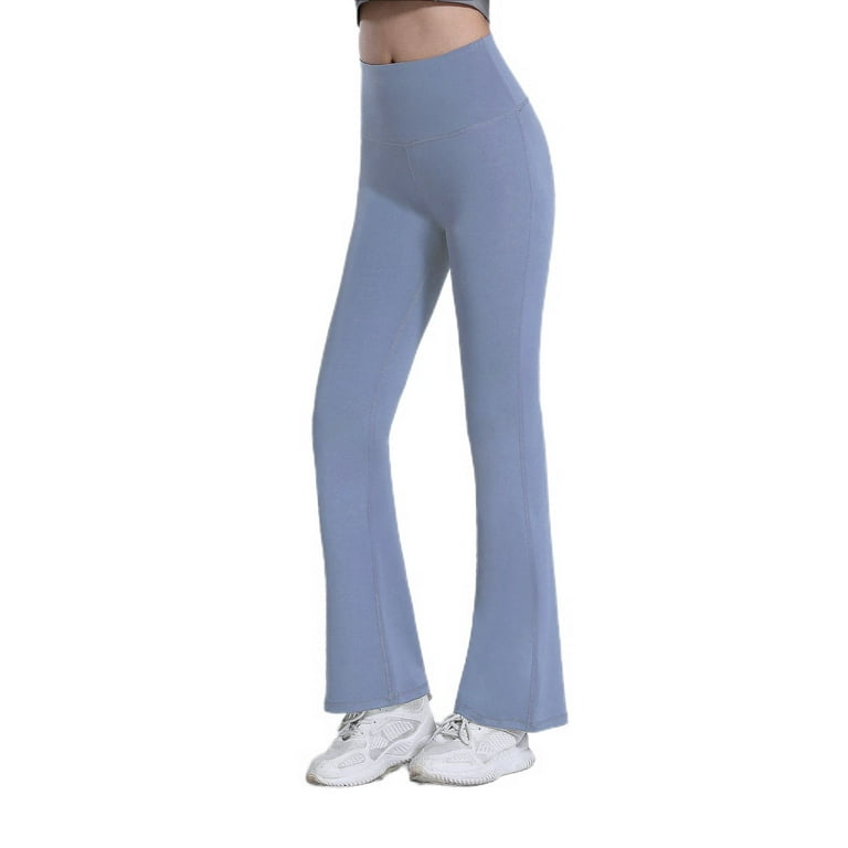 SWSMCLT Women s Yoga Pants Bootcut Skinny Joggers Flared Bottom Long Leggings Bell Workout High Waisted Comfy Ankle Hiking Soft Blue Medium
