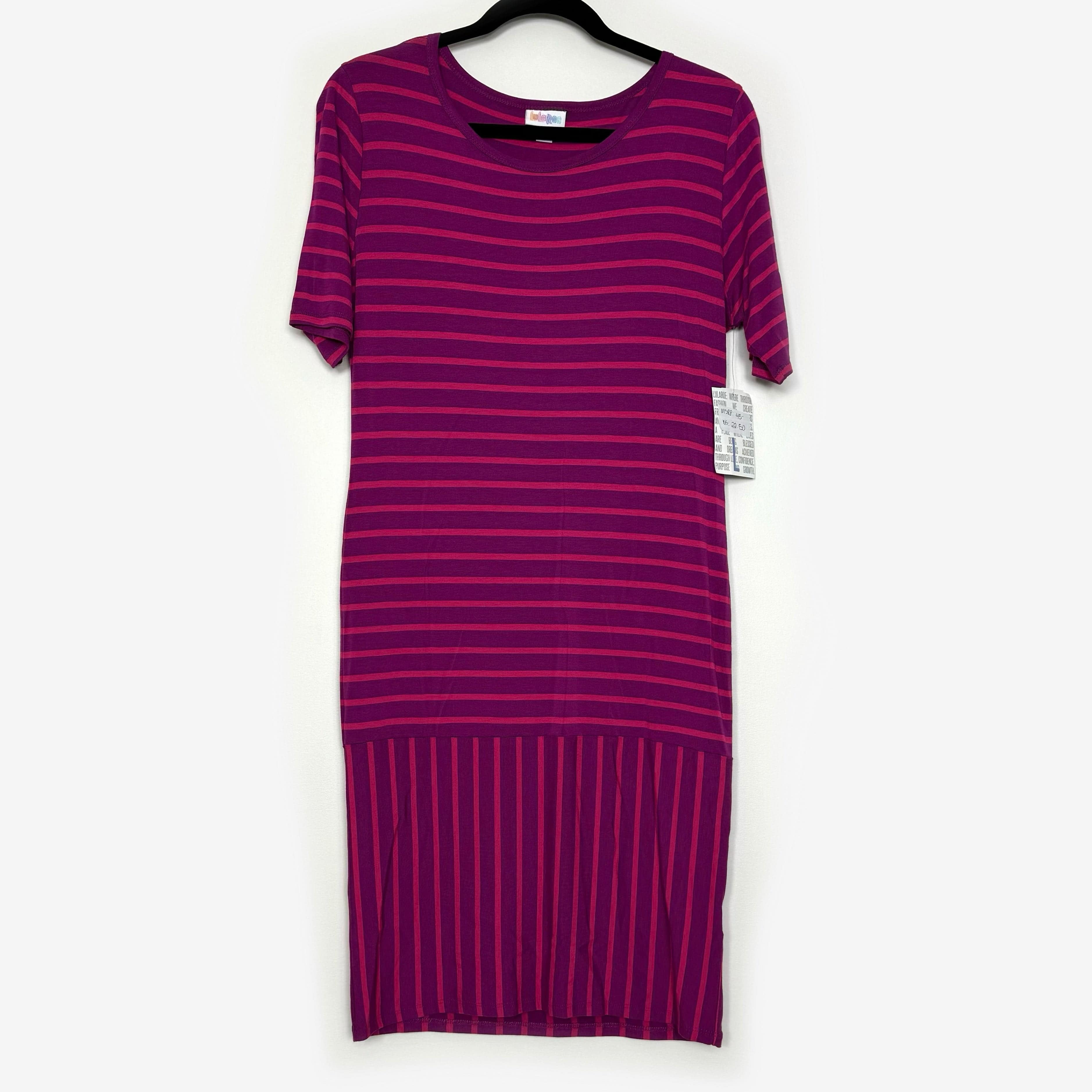 LuLaRoe Julia Bodycon Dress XS | Green/Purple Ringer Style