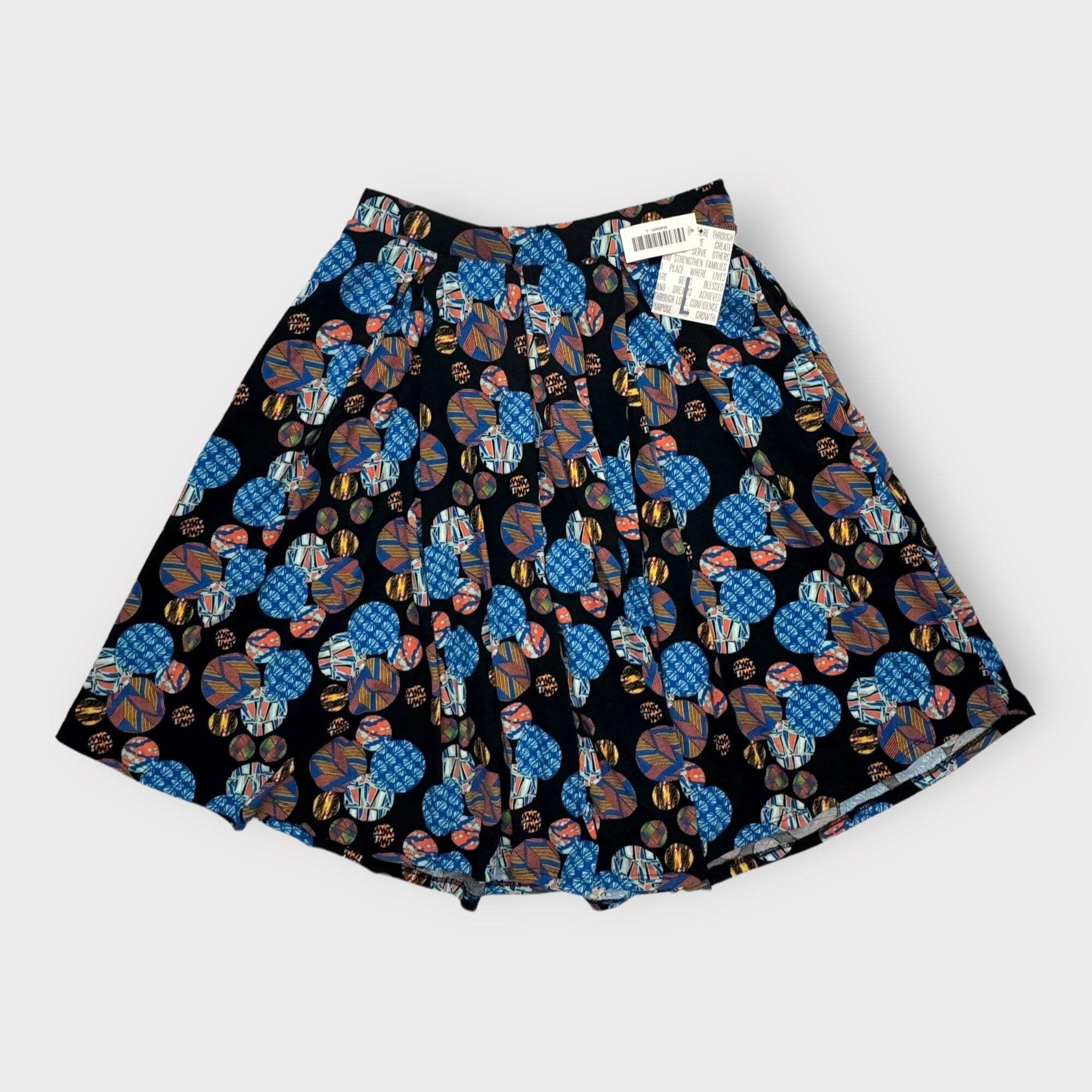 LuLaRoe Madison Pleated Skirt w/Pockets L (14-16) Blue/Orange