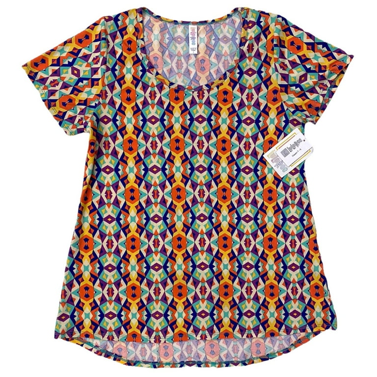 LuLaRoe Women's Classic T Short Sleeve Geometric Pattern Tee T-Shirt Top  (Medium, Geometric Pattern 1)