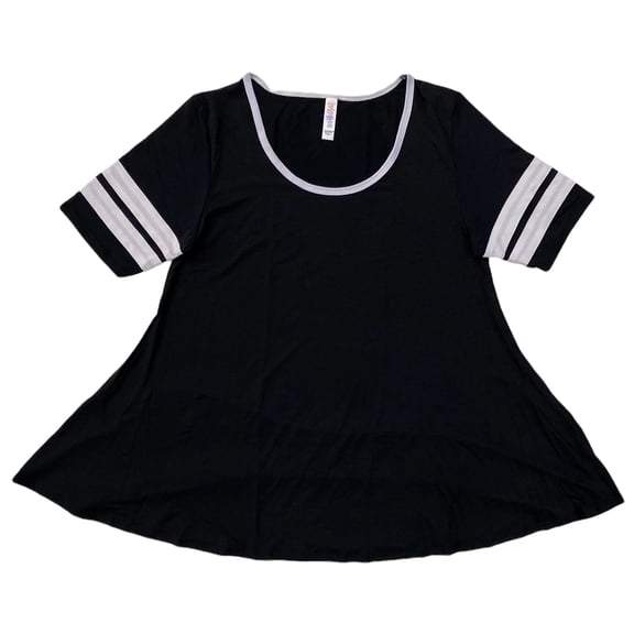 LuLaRoe Women's Perfect T Soild Stripe Super Soft Stretch Fabric Tee T-Shirt (Small, Black/White)