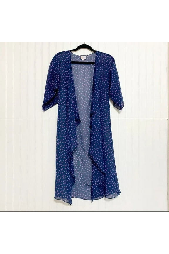 Women's Shirley Kimono Sheer Cover Up (Medium, Purple Polka Dot)