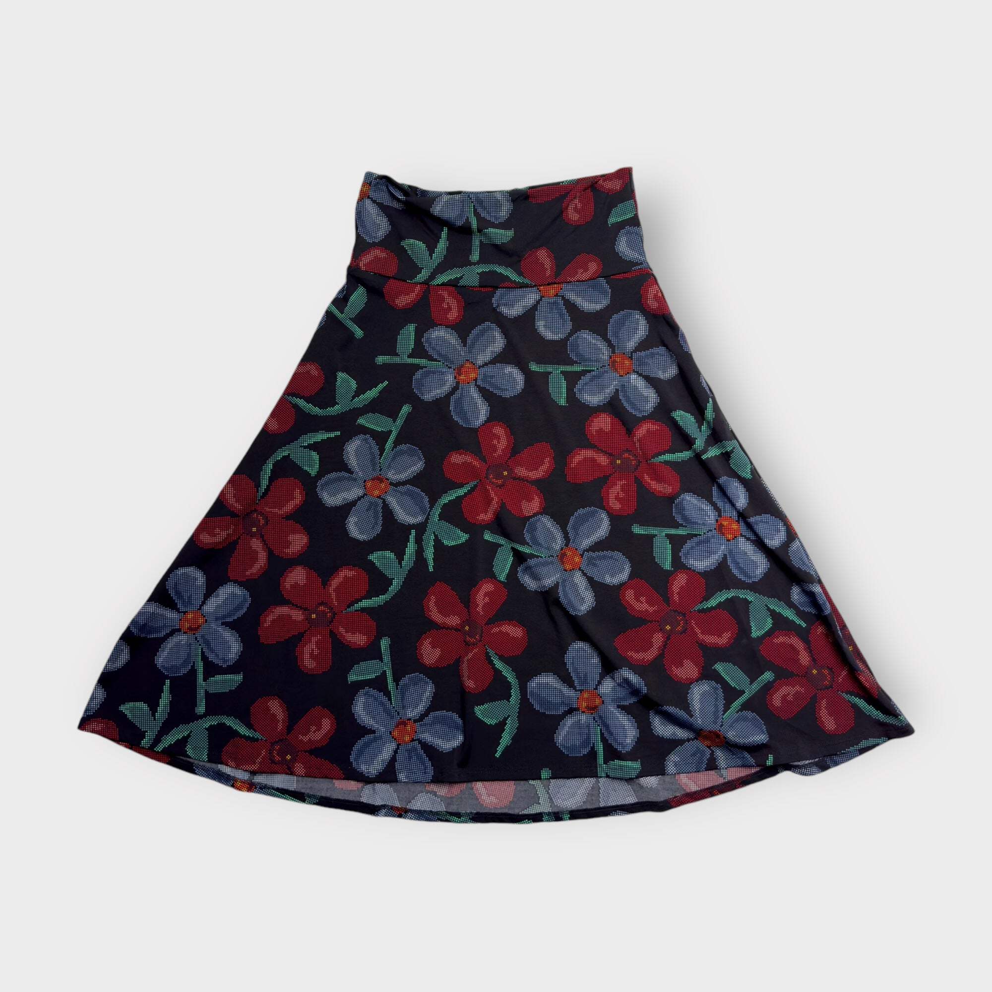 LuLaRoe Womens Azure Skirt S Red/Blue/Black Stylized Floral