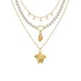 thumbnail image 1 of LuLiaMenton 3PCS Faux Pearl Necklace Gold Plated Conch Sea Turtle Pendant Beach Vacation Women Accessory, 1 of 6