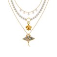 thumbnail image 1 of LuLiaMenton 3PCS Faux Pearl Necklace Gold Plated Turtle Manta Ray Abalone Shell Pendant Beach Women Necklace, 1 of 6