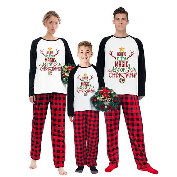 LuLiaMenton Christmas Pajamas, Reindeer Antlers Print, Matching Sleepwear, Plus Sizes, 2-3T-Kid