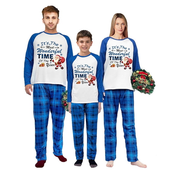 LuLiaMenton Christmas Pajamas, Wonderful Time Print, Matching Sleepwear, Plus Sizes, 2-3T-Kid