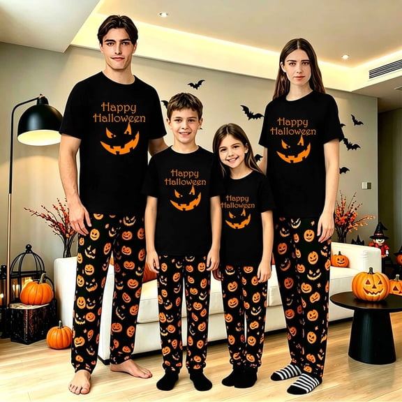 LuLiaMenton Halloween Family Matching Pajama Set, Happy Pumpkin Outfit For All Family Members, 2-3T-Kid
