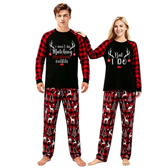 LuLiaMenton Matching Christmas Outfits Pajamas Set Funny Couples Holiday Pjs, Men 2XL