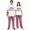 thumbnail image 1 of LuLiaMenton Matching Couples Christmas Pajamas I Love You Plaid Short Sleeve Long Pants Set, 1 of 6
