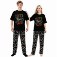 thumbnail image 1 of LuLiaMenton Matching Couples Christmas Pajamas Let's Get Lit Short Sleeve Long Pants Set, 1 of 5