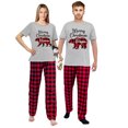 thumbnail image 1 of LuLiaMenton Matching Couples Christmas Pajamas Mama Papa Red Plaid Short Sleeve Long Pants Set, 1 of 6