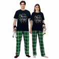 thumbnail image 1 of LuLiaMenton Matching Couples Christmas Pajamas Merry And Bright Plaid Short Sleeve Long Pants Set, 1 of 5