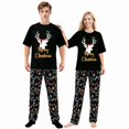 thumbnail image 1 of LuLiaMenton Matching Couples Christmas Pajamas Reindeer Lights Short Sleeve Long Pants Set, 1 of 5