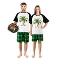 thumbnail image 1 of LuLiaMenton Matching Couples Christmas Pajamas Tropical Palm Green Plaid Short Sleeve Shorts Set, 1 of 5
